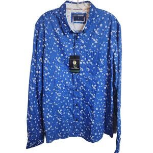 EighthAvenue Blue Floral Collared Button Down Shirt, Large, NWT